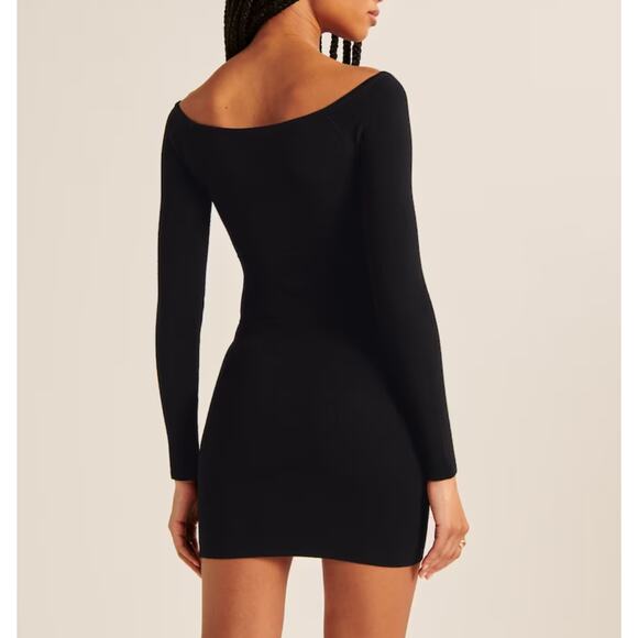 NWT Abercrombie Off-The-Shoulder Corset Mini Dress Black Size Small Tall - Picture 5 of 13